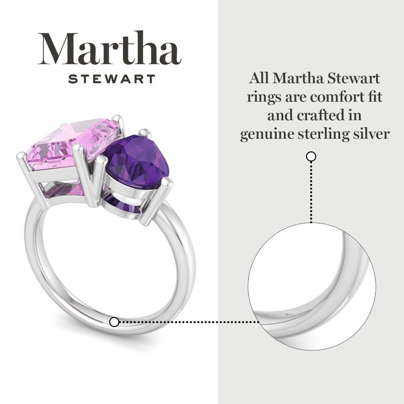 Martha Stewart 4 3/4ctw. Pink Sapphire & Amethyst Two Stone Ring In Sterling Silver image number null